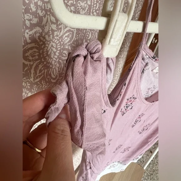 LA Hearts by PacSun Cold Shoulder Shirt Sleeve Pink White Floral Mini Dress - Picture 4 of 7